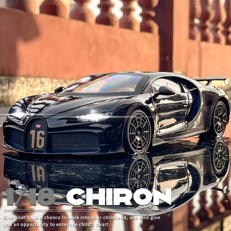 

1:18 Bugatti Chiron Pur Sport Суперкар из сплава, литая под давлением игрушечная модель автомобиля, звуковая и световая игрушка, коллекционные предметы, подарок на день рождения