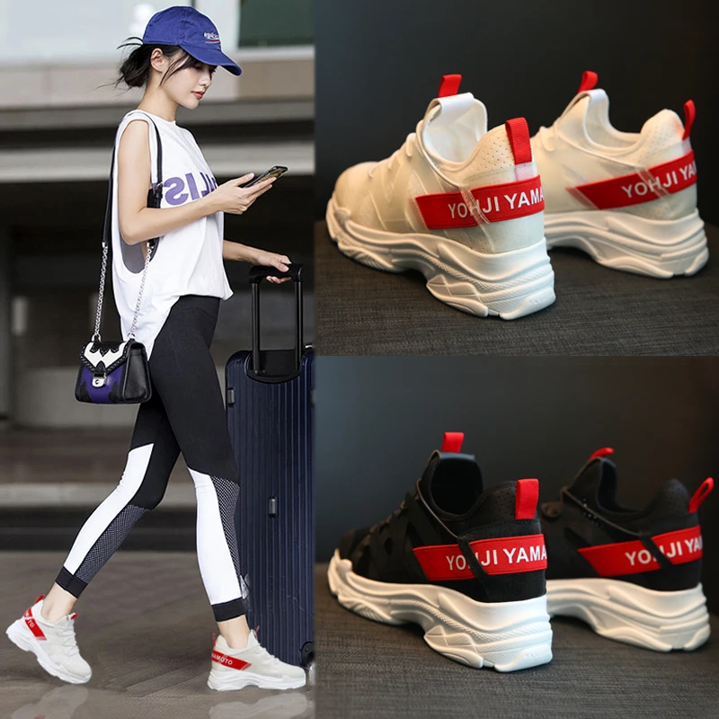 

Весна 208 Ulzzang Sports oes для женщин Running oes Корейский Harajuku Dad oes Эластичная ткань с глубоким вырезом и круглым носком Upaded V...