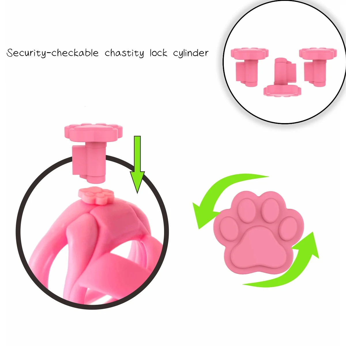 Universal Chastity Cage Lock Cylinder New Bear Paw Cute Shape Can Pass Security Non-disposable Lock Key Accessories Keyless Open