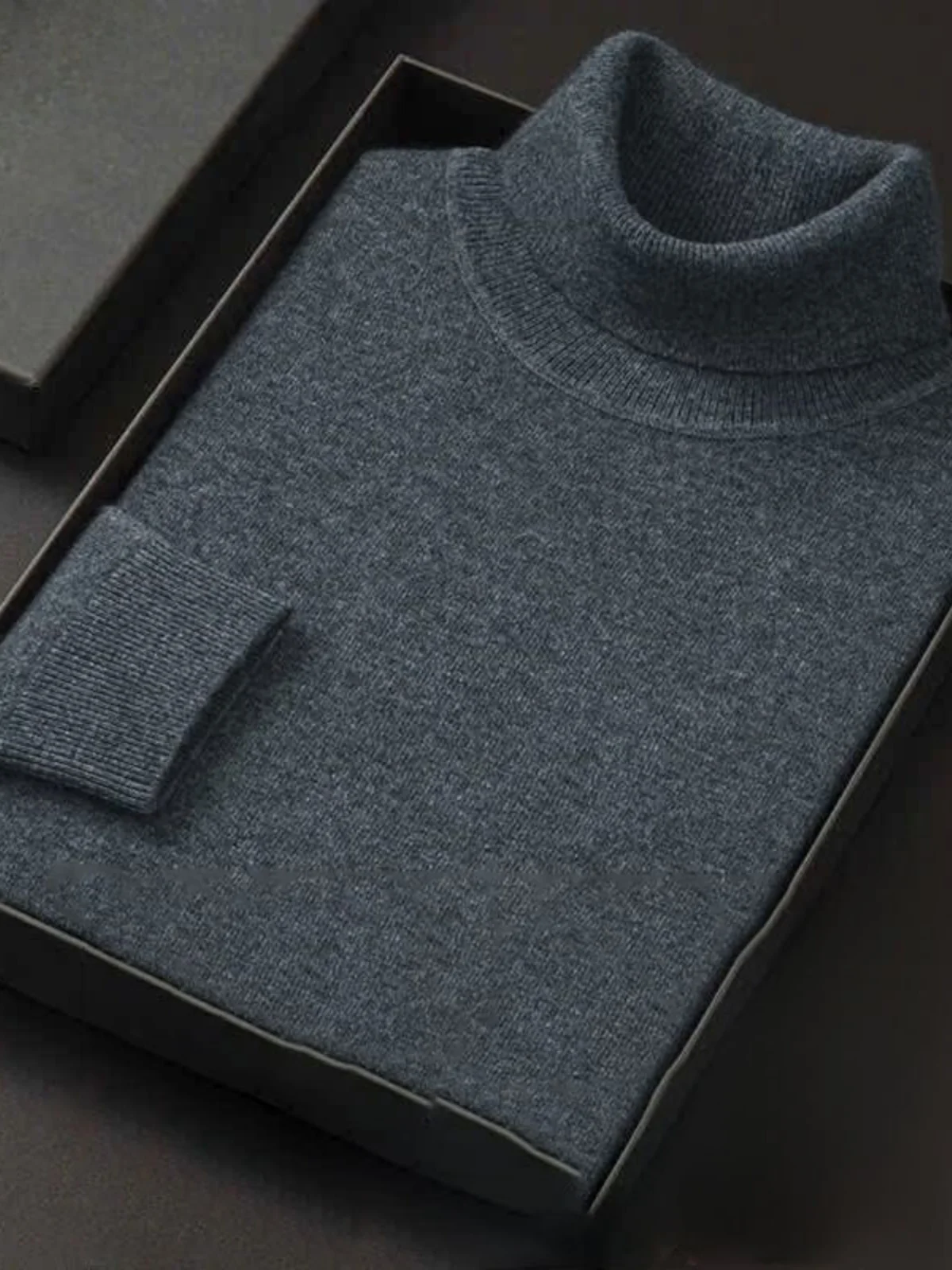 

Thiened Pure Color Knitted High Collar Sweater Men's Casual Sle Warm Loose Fit Autumn Winter Knitwear Easy to Wear Long S...