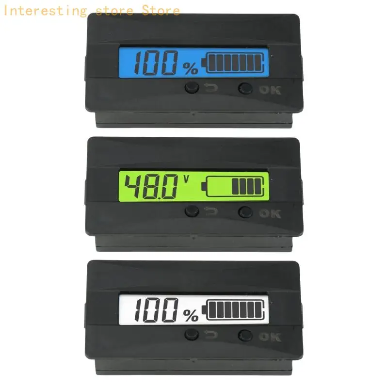 Panel Mount LCD Battery Meter with Power Readout, 9-120V Monitor for Motorcycles Solar Storage and Backup 55KC