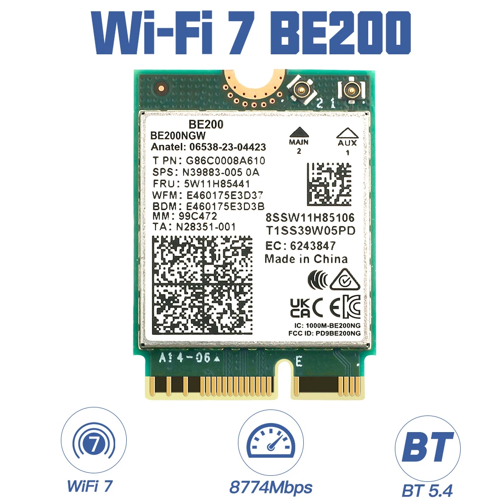 

Новая Wi-Fi 7 BE200 Bluetooth 5,4 Wi-Fi карта 2,4/5/6 ГГц 5,8 Гбит/с для ноутбука Windows 11