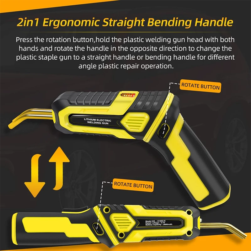 USB Plastic Welding Kit Cordless 2 in 1 Foldable Handle Plastic Welder Gun With 400PCS Hot Staples for Car Bumper Crack Fender