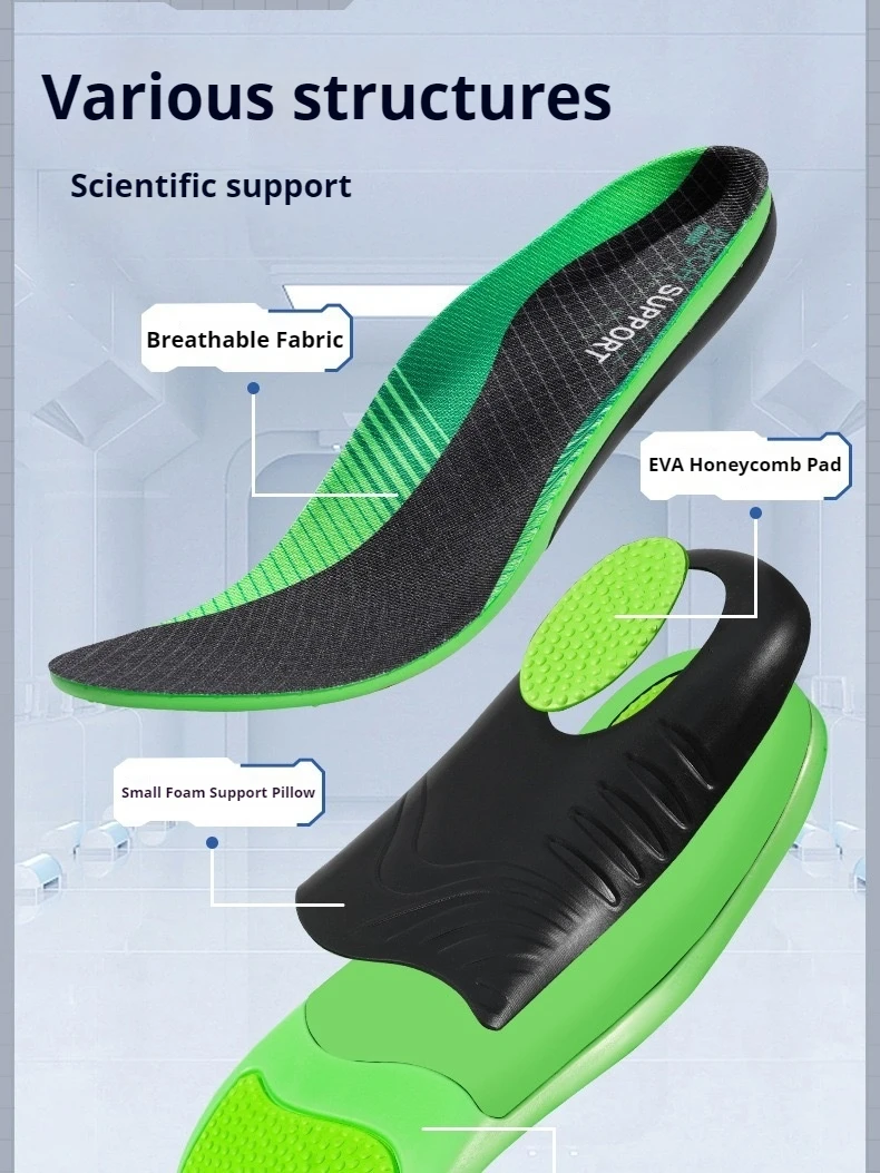 Schuhsohle mit Fußgewölbestütze, orthopädische Einlegesohlen für Plattfüße, für Männer und Frauen, Stoßdämpfung, bequeme Schuhsohle, für Laufsport, 1 Paar – Detail 5