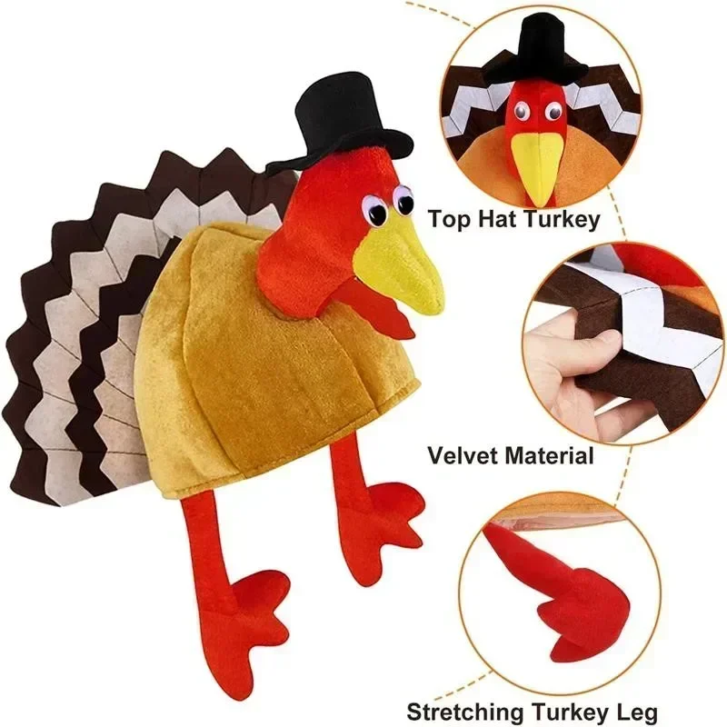 Funny Carnival Chicken Leg Hat Christmas Thanksgiving Decoration Turkey Hat Adult Carnival Hat Party Festive Cap Funny Hats