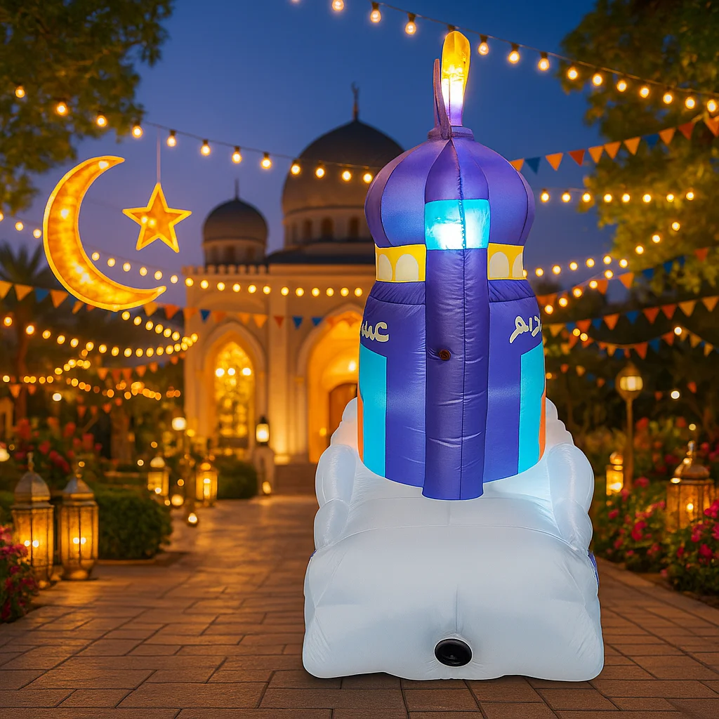 Juguete inflable de 2,1 M/6,8 pies, Festival musulmán de Ramadán, decoración DIY, vacaciones, estilo Eid, Iglesia con adorno de luz LED, decoración de patio