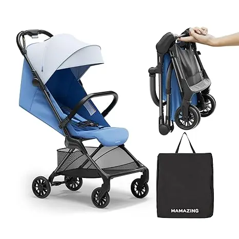 

MAMAZING Ultra Air X Portable Baby Stroller 9.9lbs Carbon Fiber Frame with Safety Belt & Storage (BLUE)