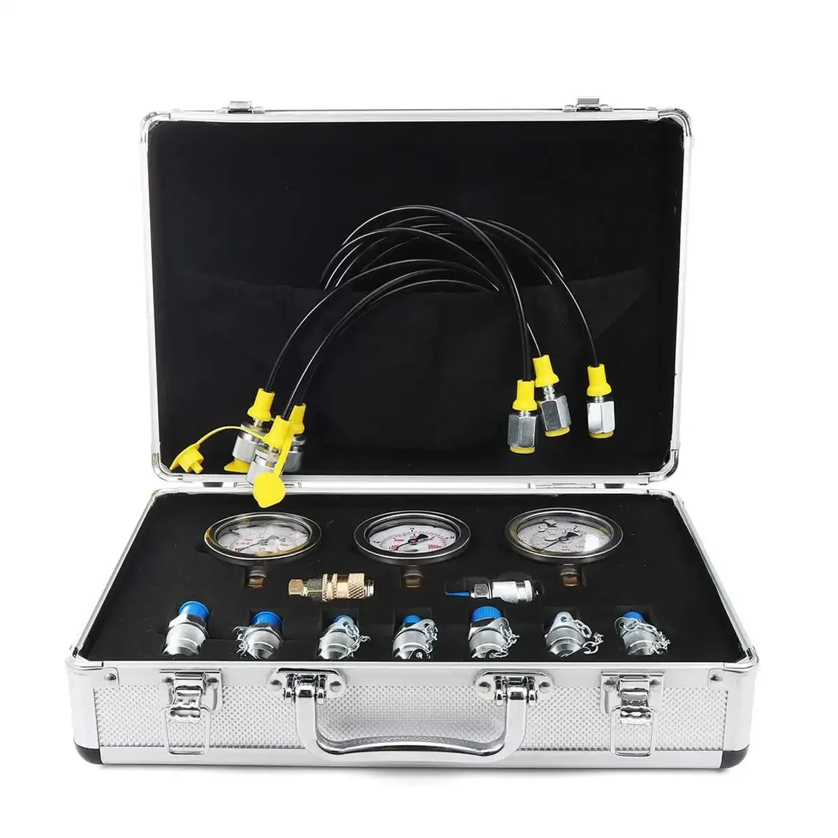 1 Set Professional Excavator Hydraulic Pressure Gauge Test Kit Hydraulic Measuring Toolbox For Hydraulic Presses Machinery