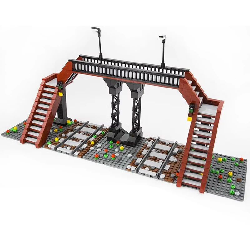 MOLD KING 12008 Mondo Ferrovia Ferrovia Crossing Set Modello Building Blocks Mattoni Puzzle Educativi Per Bambini Giocattoli Regali Di Natale