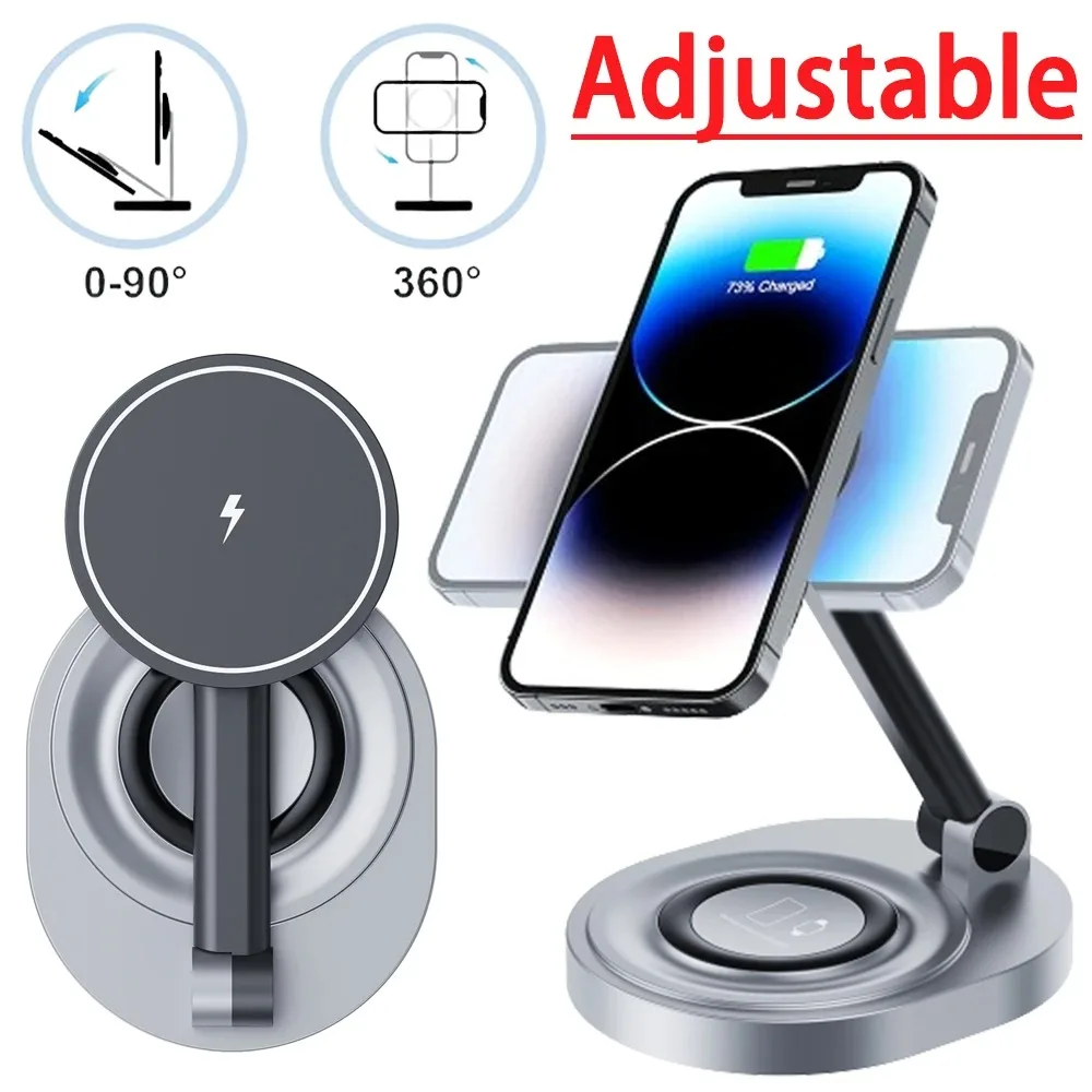 15W 2 In 1 Magnetic Wireless Charger Foldable Stand Fast Charging Station Dock For iPhone 14 13 12 Pro Max Apple Watch 8 Airpods