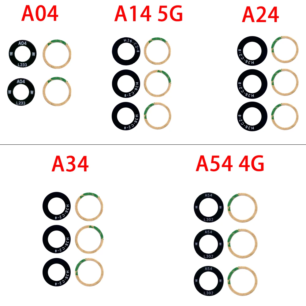 20 قطعة ، لسامسونج A04 كور A04E A04S A14 5G A24 A34 A54 4G عودة الكاميرا الخلفية زجاج عدسة مع لاصق استبدال إصلاح