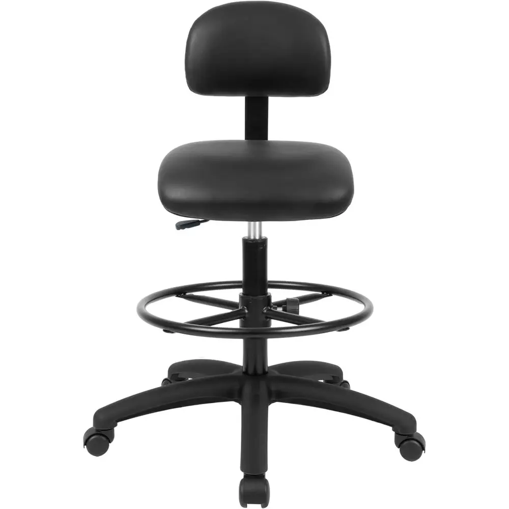 Economical Multi-Purpose Medical Spa Drafting Stool with Adjustable Seat and Back Height. Advanced Fabric Seat Cover is Easy to