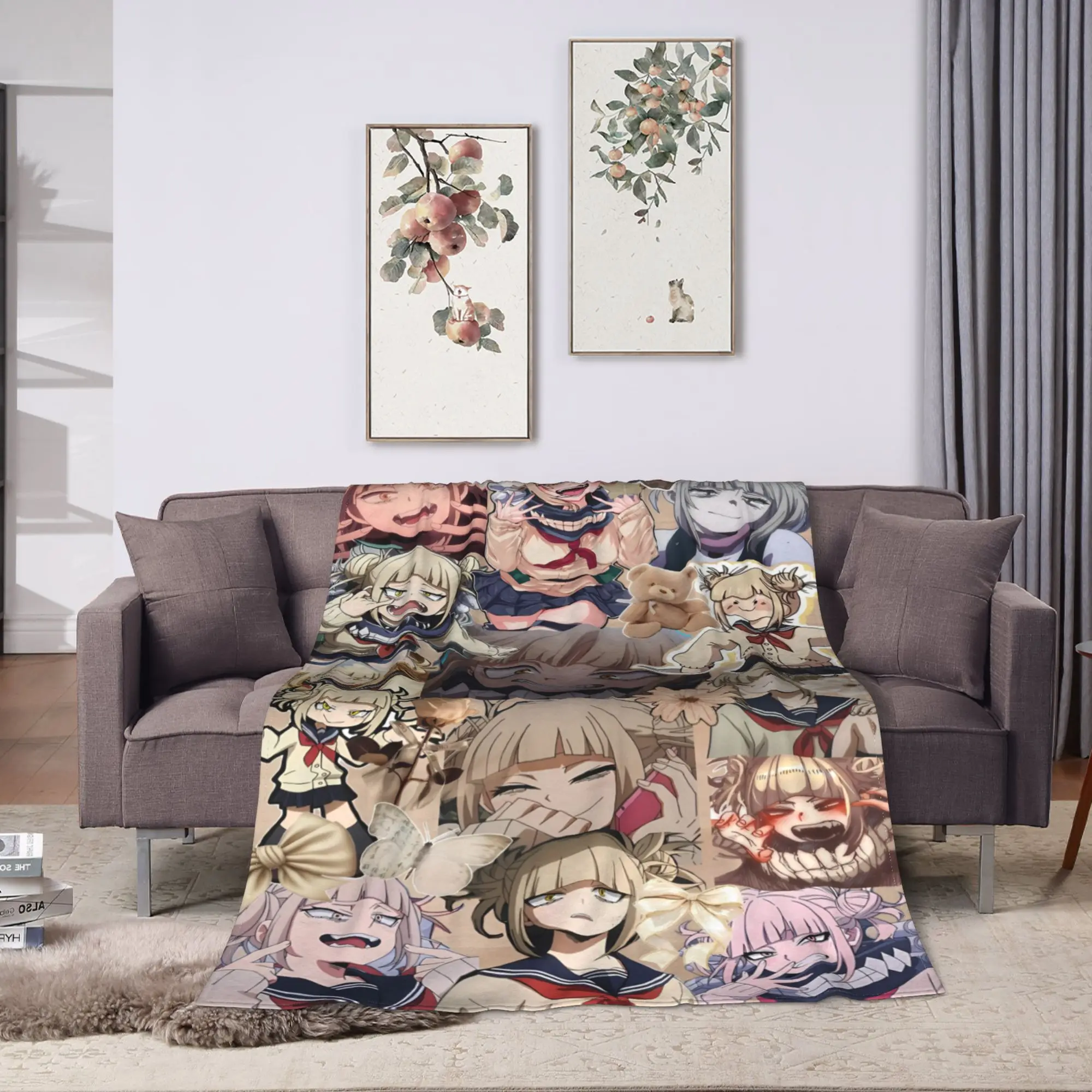Soft Blanket Camping Anime Himiko Toga Throw Blanket M-My Heros A-Academias Flannel Bedspread For Home Decor Sofa Bed Cover