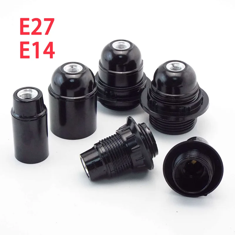 1/5pcs E27 E14 Half Full Tooth Screw Lamp Bulb Base Socket Plug Black Converter Light Power Pendant Cap 4A 250V Holder E27