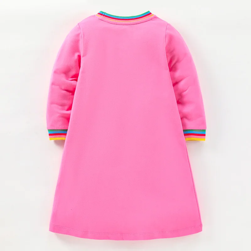 Little maven Baby Girls Long Sleeves Dress Cotton with Lovely Animals Carry Schoolbag Go to School Autumn Casual Clothes for Kid