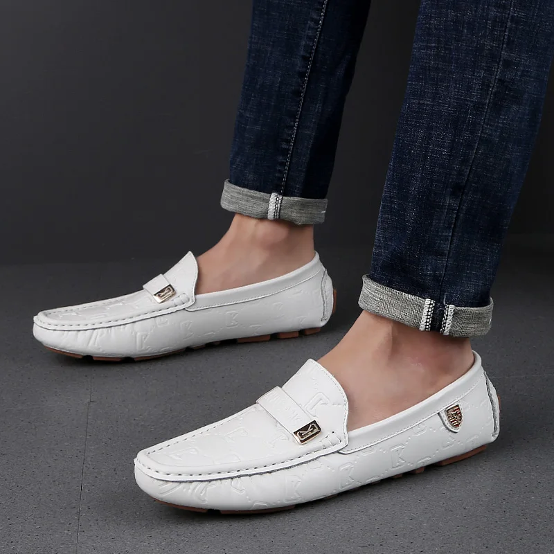 Men High Quality Leather Loafers Men Casual Outdoor Shoes Moccasins Slip on Men Business Shoes Male Driving Shoes Bean Shoes