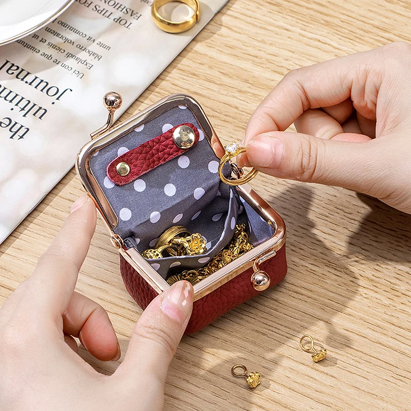 Solid Color Kiss Lock Coin Bag, Small Diamond Ring Jewelry Bag Mini Coin Purse, Casual Style Women's Small Storage Bag