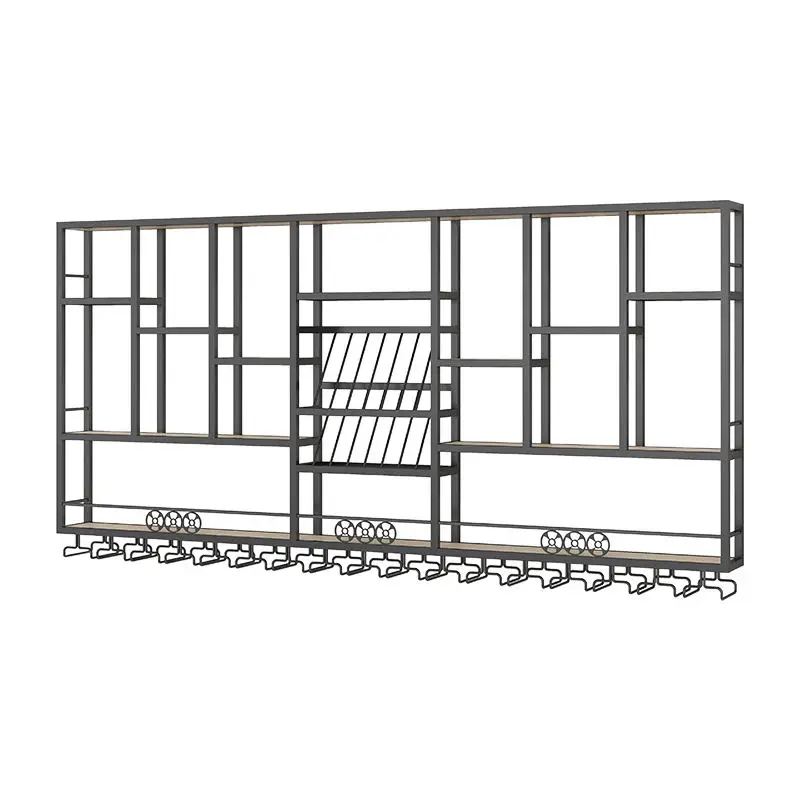 

wine cabinet wall mounted rack, industrial style wrought iron display rack, creative restaurant wine shelf