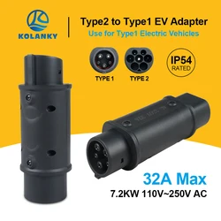 Ładowarka EV Adapter Type2 IEC 62196 na Type1 J1772 konwerter 16A 32A dla pojazd elektryczny złącze ładowania