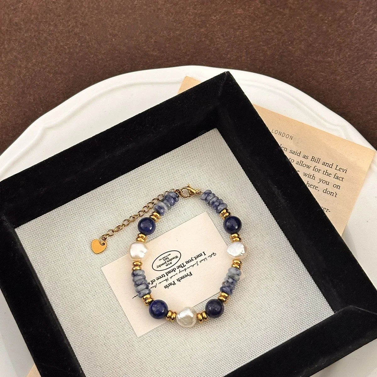 Böhmischer Stil Trendige Lapislazuli-Stein Natürliche Süßwasserperle 14K Gold Gefüllte Damen Anhänger Halskette Schmuck Frauen Geschenke – Detail 7