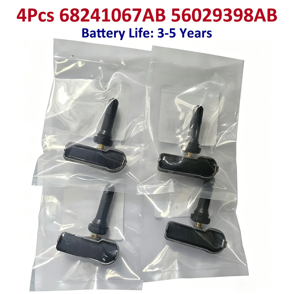 4pcs 68241067AB 56029398AB Tire Pressure Sensor 433MHz TPMS For Jeep Wrangler Grand Cherokee Challenger For Dodge Fiat Ram