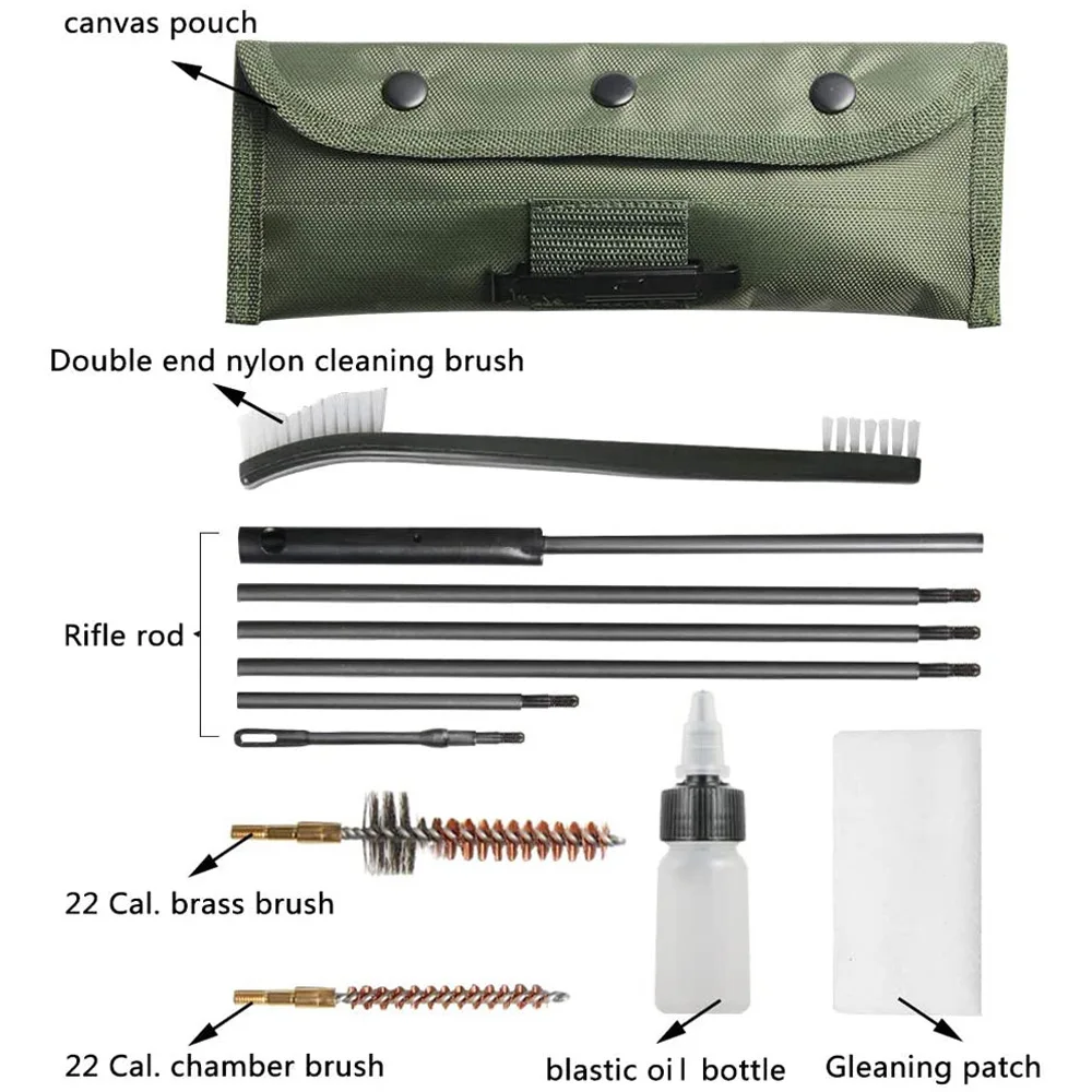 

M16 Cleaning Kit and AR15 Stock Kit - Ideal for .22/5.5mm Cal,Pellet Rifle Cleaning, Air Gun Maintenance