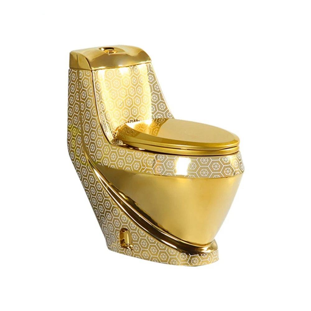 Wholesale Golden Plated Sanitary Wares Wc Strap 250mm One Piece Ceramic Gold Color Toilet