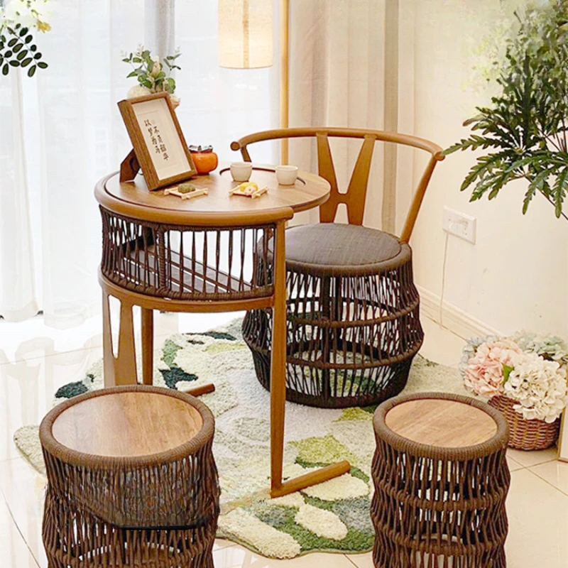 

The balcony tea table and chair combination living room household tea table is simple and modern