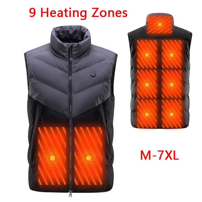 

9-зонный жилет с подогревом для мужчин и женщин, USB-жилет с электрическим подогревом и умным термостатом, зимний жилет с самонагревом для работы на открытом воздухе