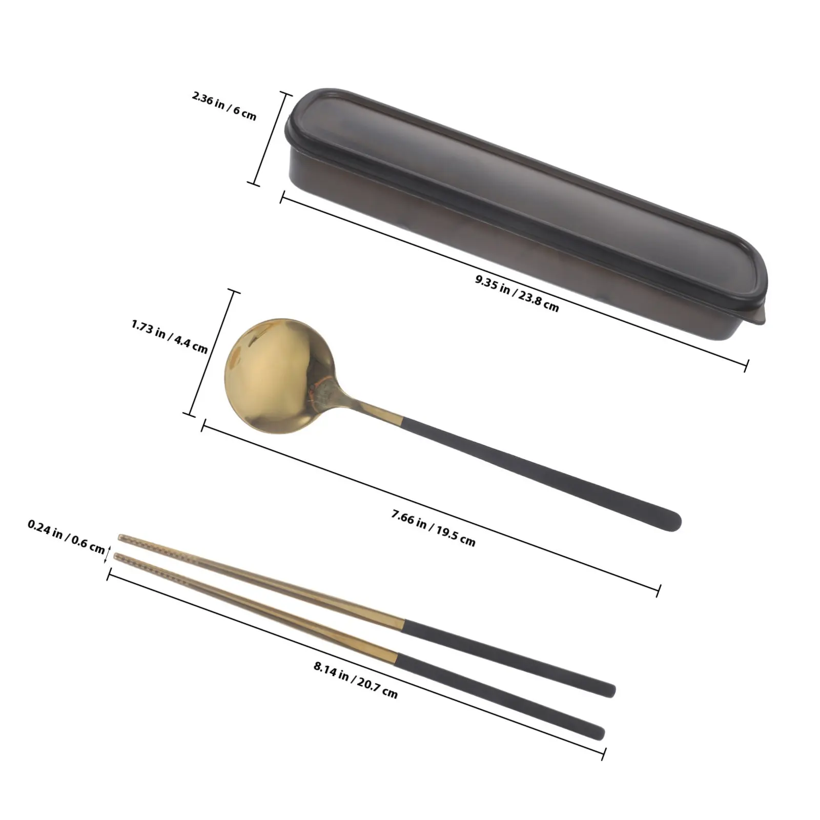 1Set Stainless Steel Spoon and Chopsticks Set Portable Flatware Kit Dishwasher Safe Rustproof Travel Dining Tableware Cutlery view 5