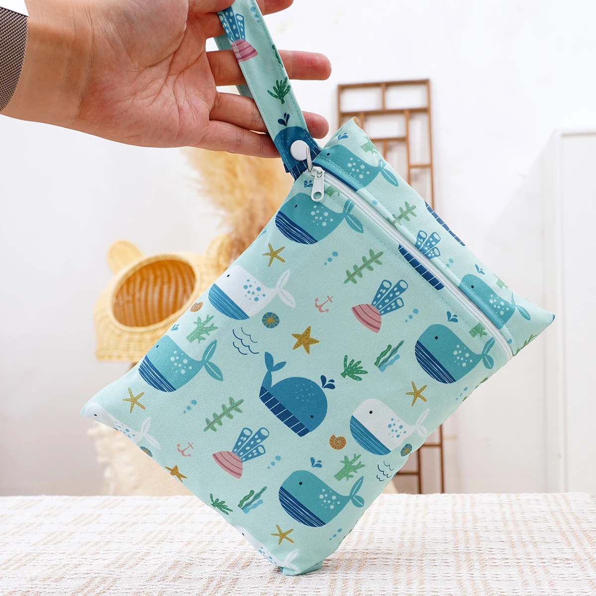 Elinfant 3 قطعة أكياس حفاظات مقاومة للماء للحفاضات القماشية ، قابل للغسل وقابلة لإعادة الاستخدام حقيبة التخزين المحمولة الرطب الجاف حقيبة لملابس السباحة