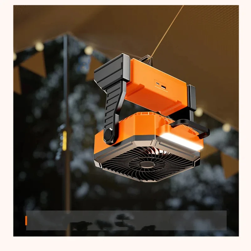 

Camping Fan with Light USB Rechargeable Outdoor Tent Fan Hanging Fishing Gear Runtime Portable Cooling Fan for Night Use