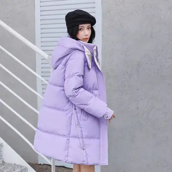 Yeni kore tarzı ceket kadın kış Parkas katı kapşonlu kalınlaşmak sıcak kadın kar giyim ceket yastıklı gevşek giysiler 3XL