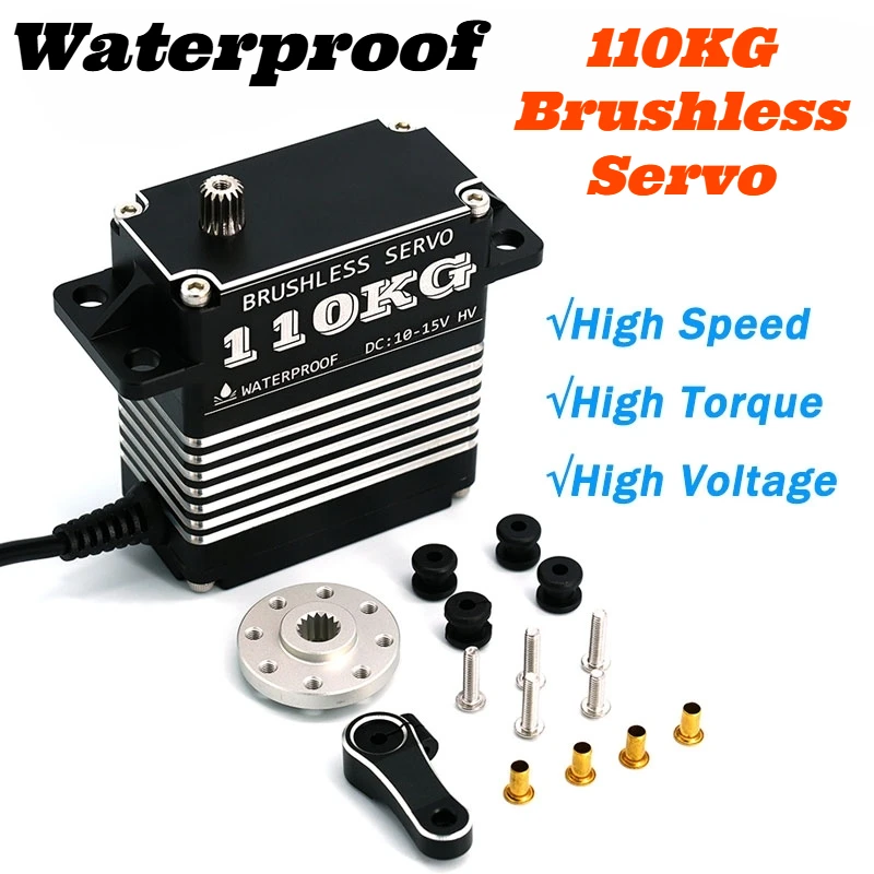 

Waterproof 110KG Digital Servo High Torque Brushless Motor HV 10-15V Metal Gear with 15T Servo Horn for 1/5 RC Car Robot DIY