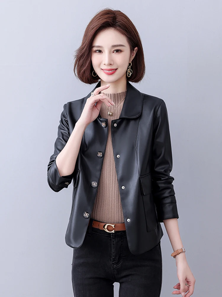 Manteau en cuir véritable Sle Haifeng pour femme, coupe ajustée, tendance, pour le travail, long, en cuir de vachette, nouvelle collection printemps-automne