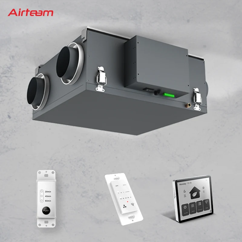 Unidad de entrega de aire Sistema de ventilación de recuperación de calor para el hogar Recuperador de aire fresco ERV HRV HVAC