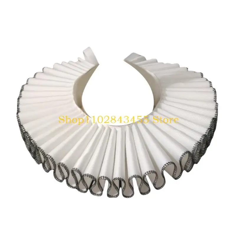 49mc-vintage-ruffled-collar-black-edging-neck-ruff-victorian-costume-accessory