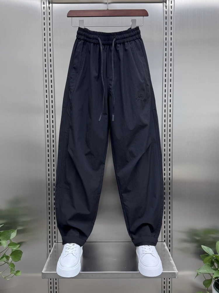 

Мужские повседневные спортивные брюки с широкими штанинами и прямым кроем, осенне-зимние, новый дизайн, с пэчворком, свободные, роскошные, универсальные, длинные штаны