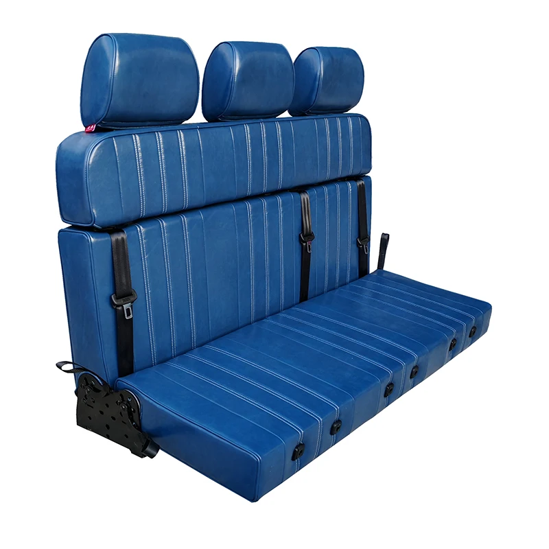 

RV Swivel Seat, Universal Leather Folding Seat Bed 3 Passenger Versatile Triple Bench to Bed Space Saving Conversion