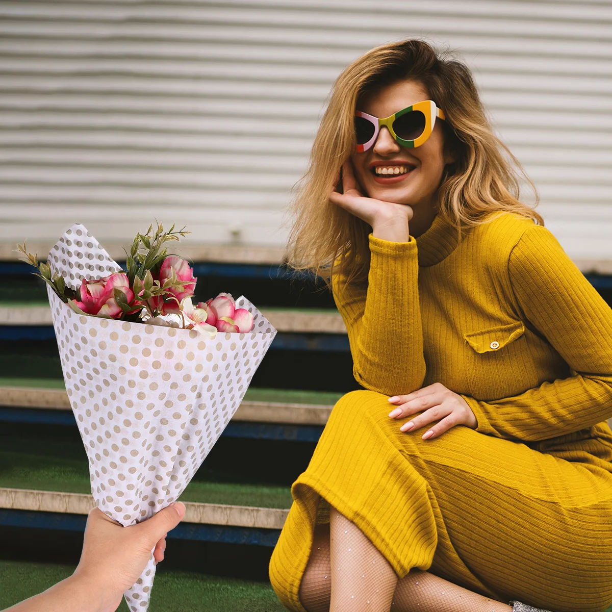 

1 Bag 20 Sheets Golden Stylish Sydney Paper Exquisite Bronzing DIY Craft Floral Wrapping Multipurpose Packaging