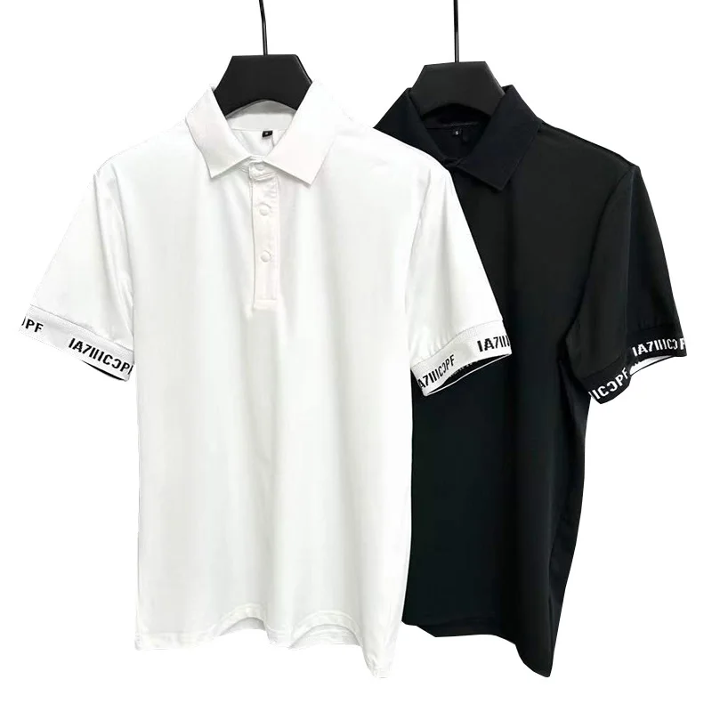 

Новый летний мужской быстросохнущий свитшот для гольфа, универсальная футболка с короткими рукавами, дышащая рубашка-поло, белый пуловер, топ