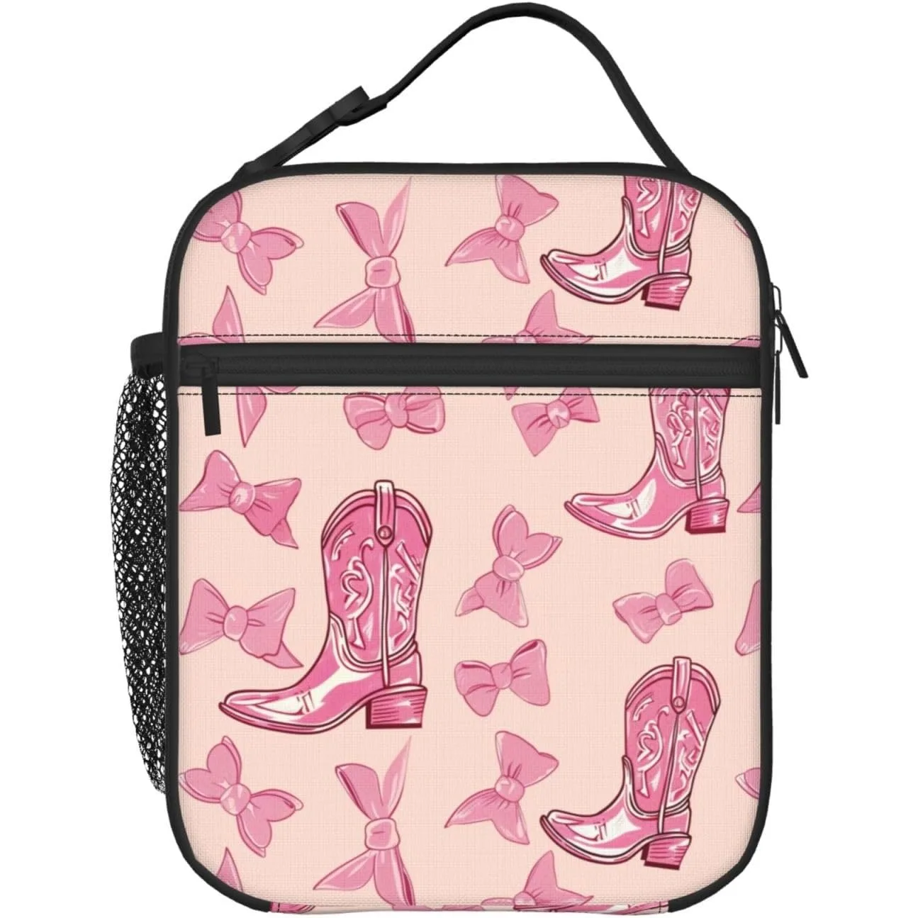 

Сумка-тоут для еды в стиле пастушки с розовыми ботинками и бантиками для ланча
