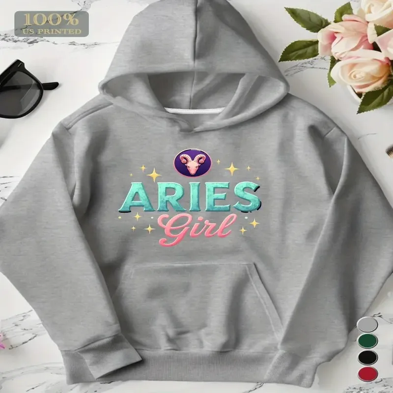 

Fall Winter Plus Size Female Clothes Sweatshirt Aries Girl Star Pure Cotton Soft Warm Fabric Round Neck Trendy Long Sleeve Y2k