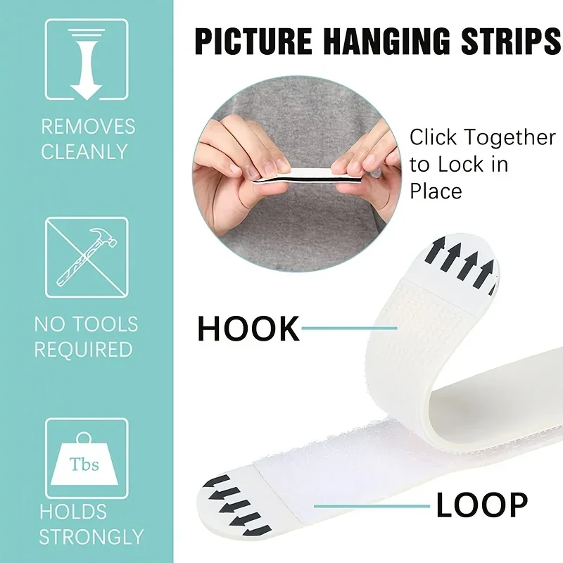 12/24pairs Photo Frame Fixing Pads Removable Adhesive Strips No Damage To Wall For Picture Hanging Festival Decoration Tape