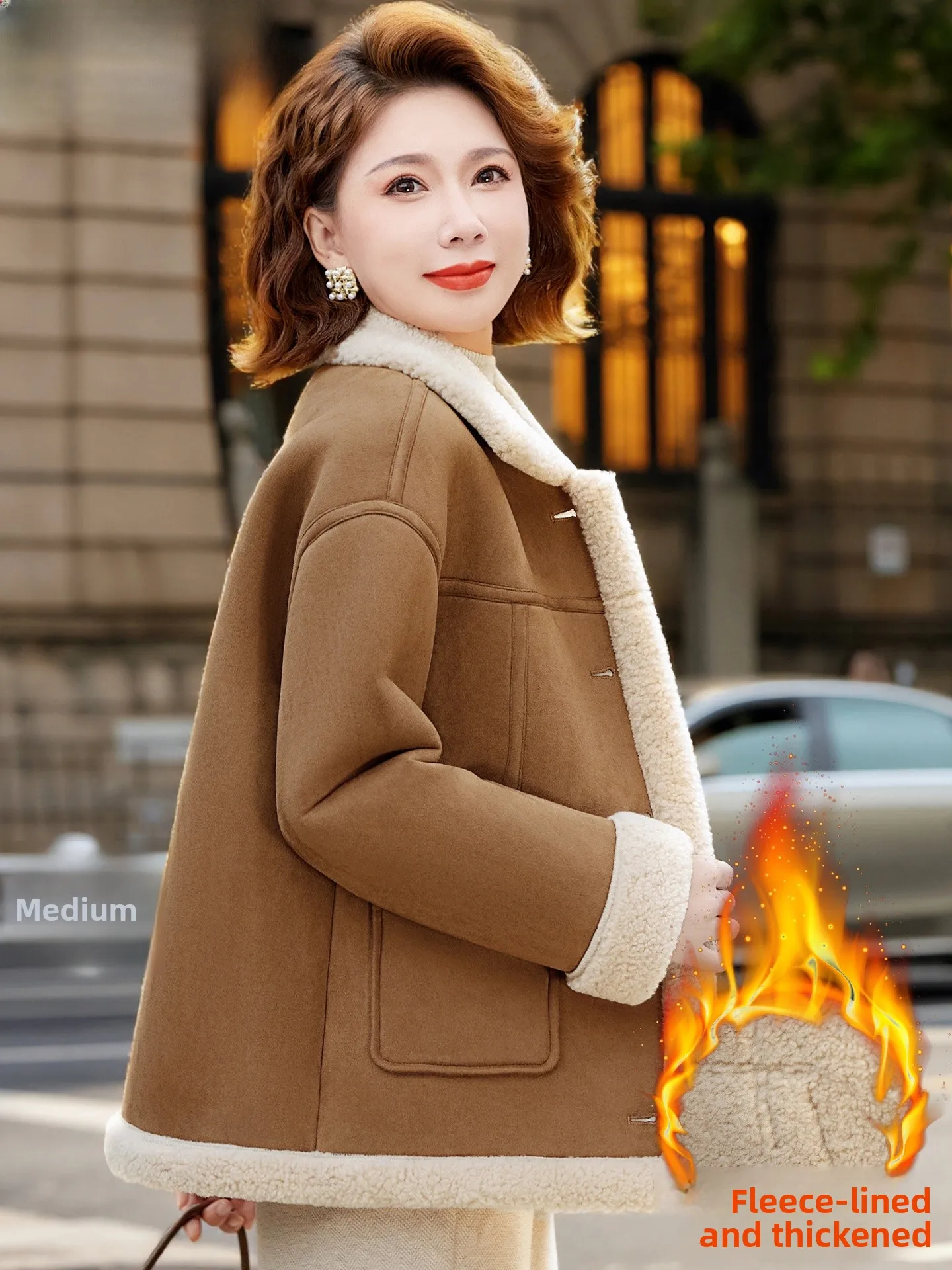 

Thiened Cotton Jaet Fur Lined All in One Winter Coat for Women Middle Aged And ly New 2025 Faion Warm Stand Fit