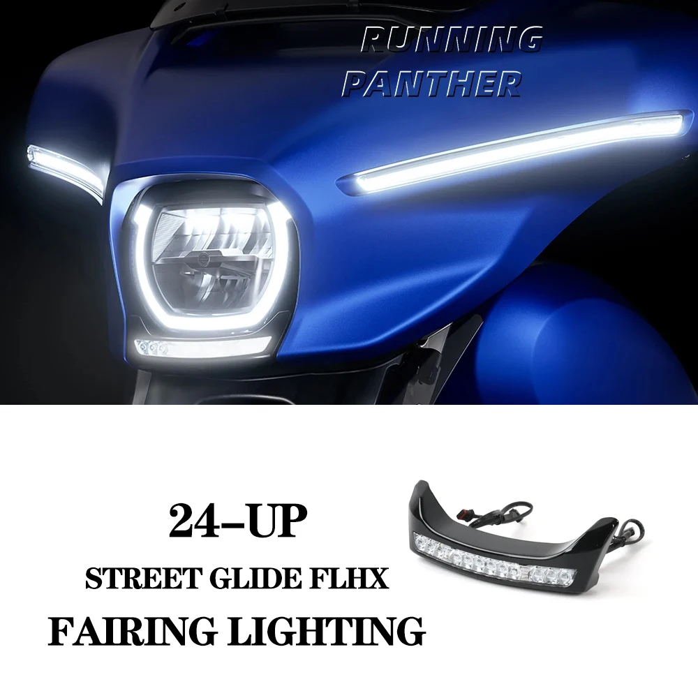 

New motorcycle modification accessories front fairing light suitable for Street Glide FLHX 2024-Up Chrome black optional