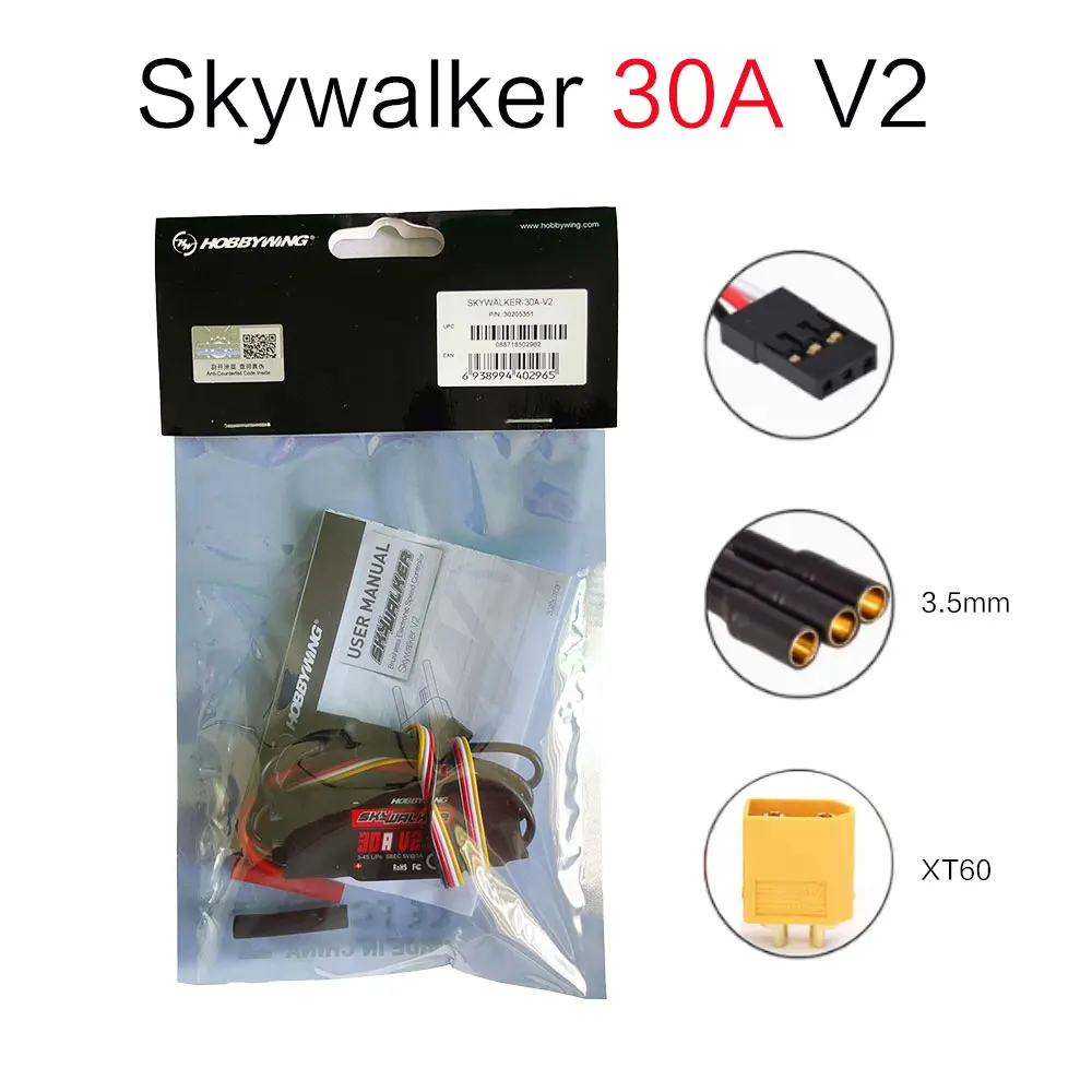Neueste Original Hobbywing SkyWalker V2 30A 40A 50A 3-4S/60A 80A 100A V2 3-6S LiPo 5V BEC ESC 96MHz 32-bit ARMMO Für RC Flugzeug