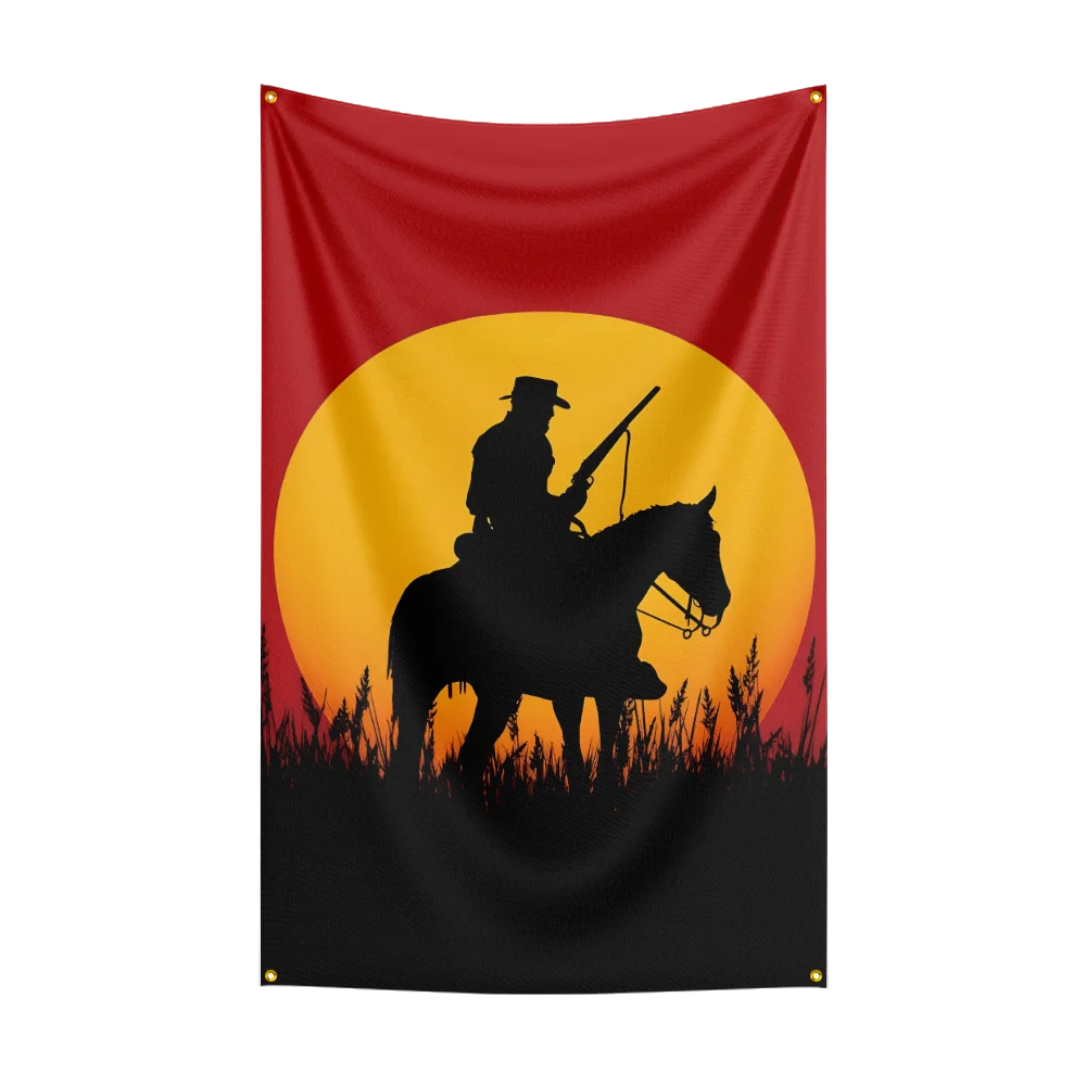 90X150CM Red-Dead-Redemptions 2 RDR2 الولايات المتحدة الغربية كاوبوي العلم البوليستر المطبوعة أعلام لغرفة المرآب ديكور
