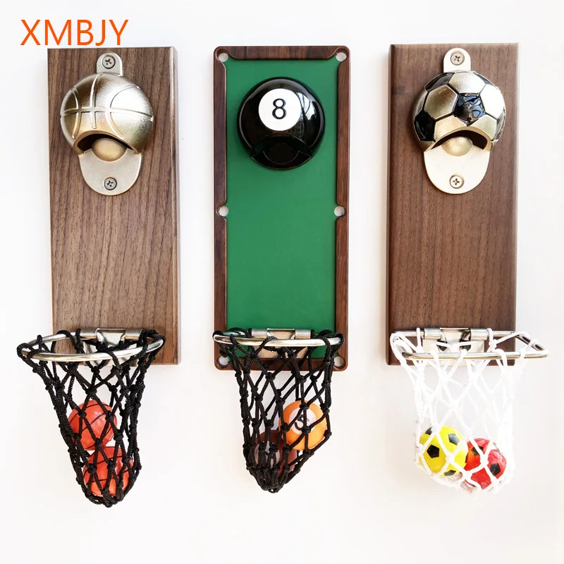 Basketball Football Bottle Opener Refrigerator Magnet Stickers 3D Billiards Magnetic Stickers Bottle Opener Wine Opener Decor