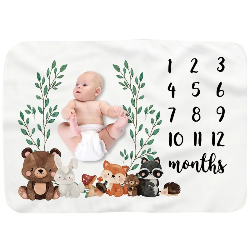 Baby Monthly Milestone Blanket Soft Flannel Blanket Gift for Baby Shower Photo Blanket for Pictures